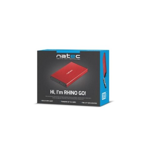 Obudowa NATEC Rhino Go NKZ-1279 (2.5"; USB 3.0; Aluminium; kolor czerwony) NATEC