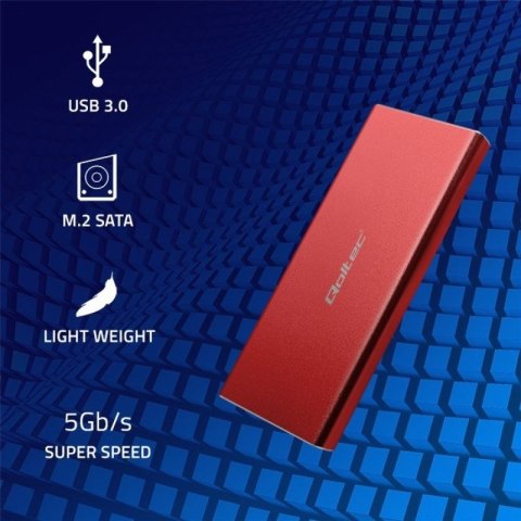 QOLTEC OBUDOWA NA DYSK M.2 SSD | SATA | NGFF | USB 3.0 | SUPER SPEED 5GB/S | 2TB | CZERWONY Qoltec