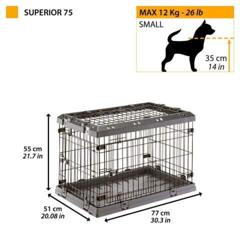 FERPLAST Superior 75 - klatka dla psów - 77 x 51 x 55 cm FERPLAST