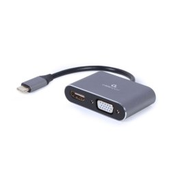 GEMBIRD ADAPTER USB TYPU C NA HDMI + VGA NA KABLU SZARY Gembird