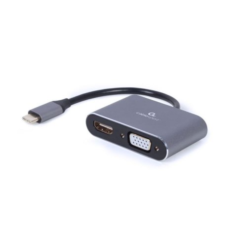 GEMBIRD ADAPTER USB TYPU C NA HDMI + VGA NA KABLU SZARY Gembird