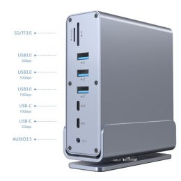 GEMBIRD MULTI ADAPTER USB TYP CF 15W1 (USB AF-PORTY V.2X2+V.3X3, TYP CF+HDMIX2+DISPLAYPORT+PD+CZYTNIK KART+GIGALAN+AUDIO SZAR Gembird