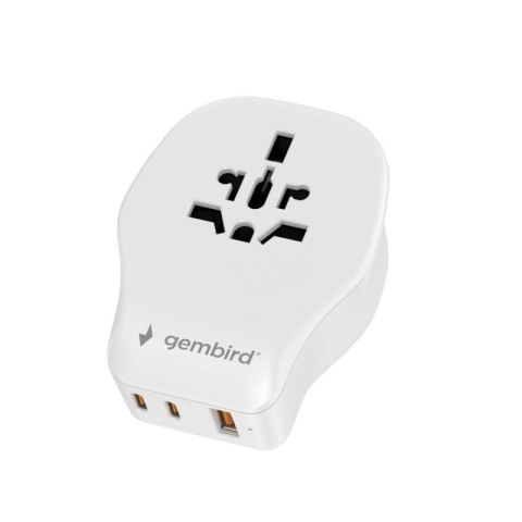 GEMBIRD UNIWERSALNY ADAPTER PODRÓŻNY 20 W, BIAŁY Gembird