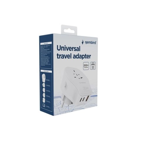 GEMBIRD UNIWERSALNY ADAPTER PODRÓŻNY 20 W, BIAŁY Gembird