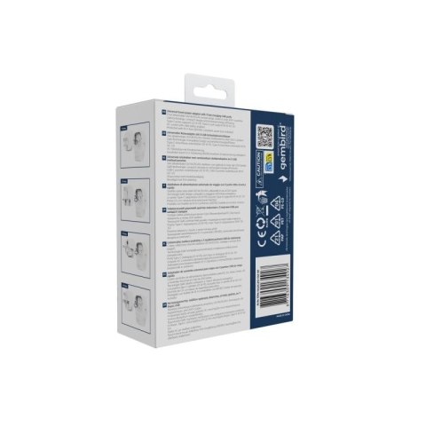 GEMBIRD UNIWERSALNY ADAPTER PODRÓŻNY 20 W, BIAŁY Gembird