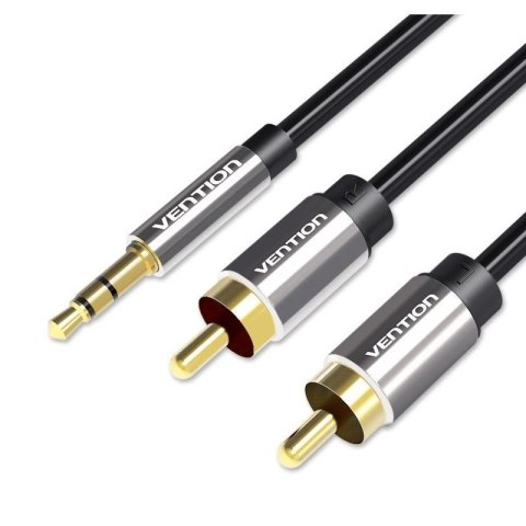 Kabel audio 3,5 mm męski na 2RCA męski 5m czarny Vention