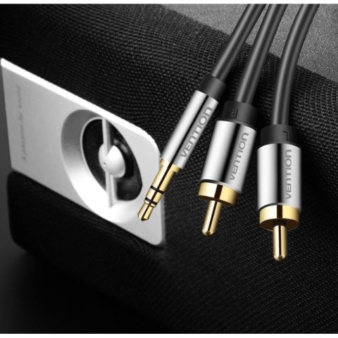 Kabel audio 3,5 mm męski na 2RCA męski 5m czarny Vention