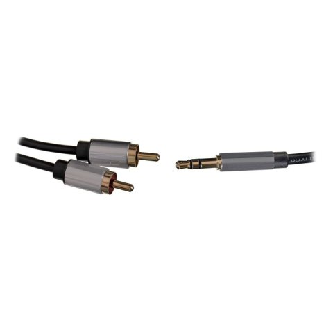 Kabel audio 3,5 mm męski na 2RCA męski 5m czarny Vention