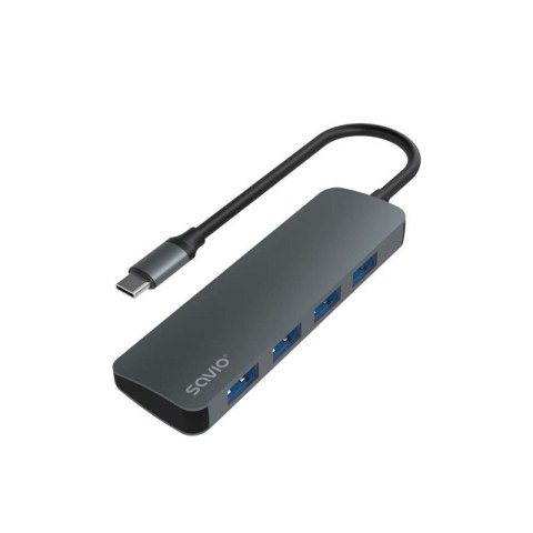 SAVIO AK-54 HUB USB-C - 4 X USB-A, SZARY Savio