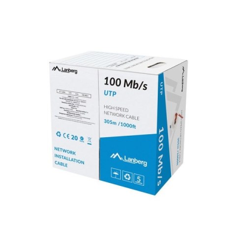 LANBERG KABEL LAN UTP 100MB/S 305M DRUT CCA CZERWONY Lanberg
