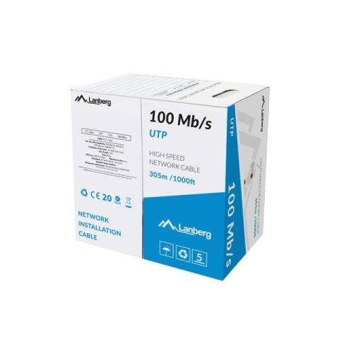 LANBERG KABEL LAN UTP 100MB/S 305M DRUT CCA SZARY Lanberg