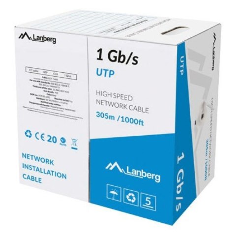 LANBERG KABEL LAN UTP 1GB/S 305M DRUT CCA SZARY Lanberg