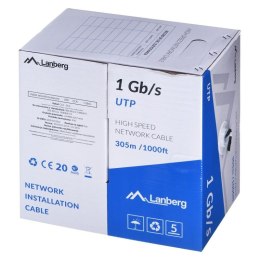 LANBERG KABEL UTP 1GB/S 305M DRUT CCA CZARNY LCU6-10CC-0305-BK Lanberg