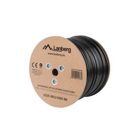LANBERG KABEL UTP KAT.5E 305M DRUT CU CZARNY FLUKE PASSED LCU5-12CU-0305-BK Lanberg