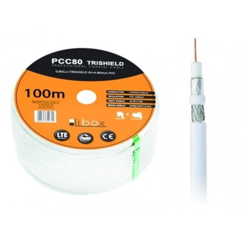 LIBOX KABEL KONCENTRYCZNY PCC80 ŻYŁA 0,8MM CU 100M Libox