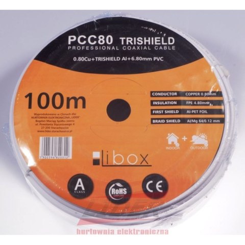 LIBOX KABEL KONCENTRYCZNY PCC80 ŻYŁA 0,8MM CU 100M Libox
