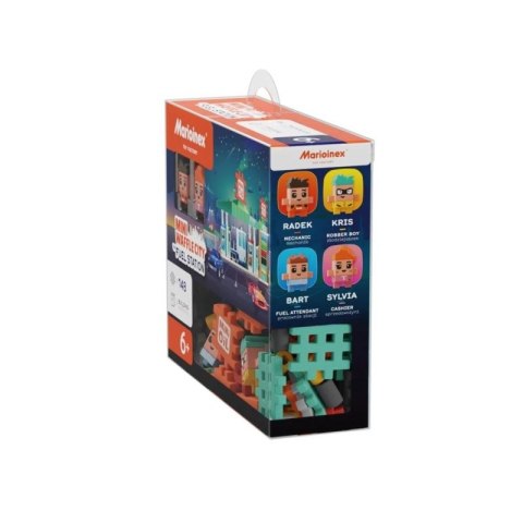 MARIOINEX Klocki Mini Waffle City Stacja paliw, 148 elementów Marioinex