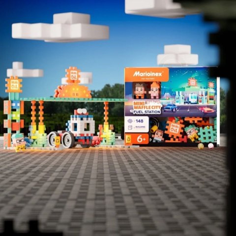 MARIOINEX Klocki Mini Waffle City Stacja paliw, 148 elementów Marioinex