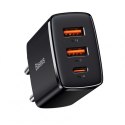 BASEUS ŁADOWARKA SIECIOWA 2XUSB, USB-C (CZARNA) Baseus