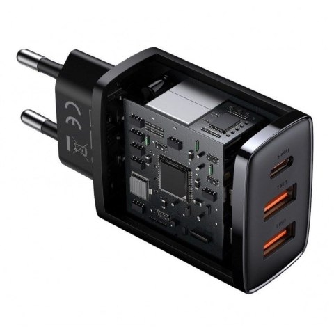 BASEUS ŁADOWARKA SIECIOWA 2XUSB, USB-C (CZARNA) Baseus