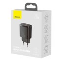 BASEUS ŁADOWARKA SIECIOWA USB, USB-C (CZARNA) Baseus