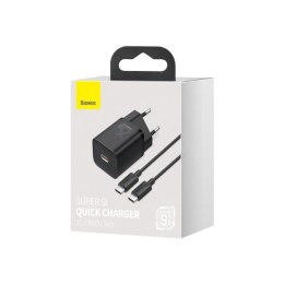 BASEUS ŁADOWARKA SIECIOWA Z KABLEM USB-C DO USB-C TZCCSUP-L01 SUPER SI 1C 25W CZARNA Baseus