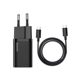 BASEUS ŁADOWARKA SIECIOWA Z KABLEM USB-C DO USB-C TZCCSUP-L01 SUPER SI 1C 25W CZARNA Baseus
