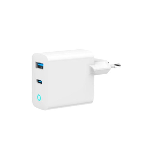 GEMBIRD 2-PORTOWA SZYBKA ŁADOWARKA SIECIOWA GAN (PD) USB (A+C), 65W, BIAŁA Gembird