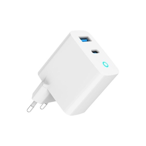 GEMBIRD 2-PORTOWA SZYBKA ŁADOWARKA SIECIOWA GAN (PD) USB (A+C), 65W, BIAŁA Gembird