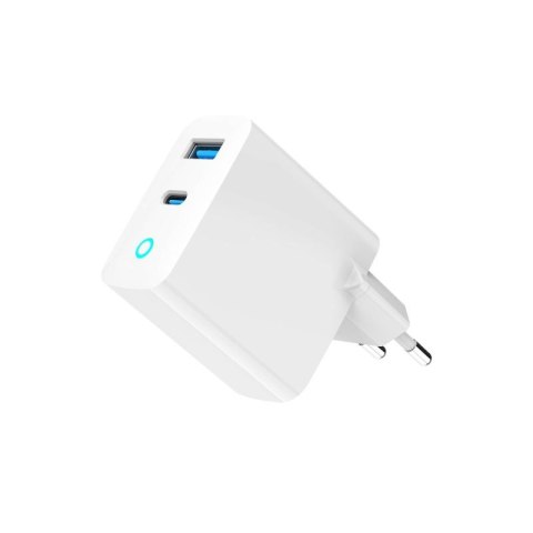 GEMBIRD 2-PORTOWA SZYBKA ŁADOWARKA SIECIOWA GAN (PD) USB (A+C), 65W, BIAŁA Gembird