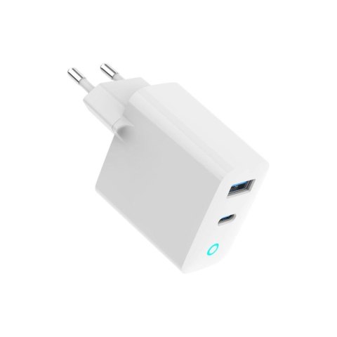 GEMBIRD 2-PORTOWA SZYBKA ŁADOWARKA SIECIOWA GAN (PD) USB (A+C), 65W, BIAŁA Gembird