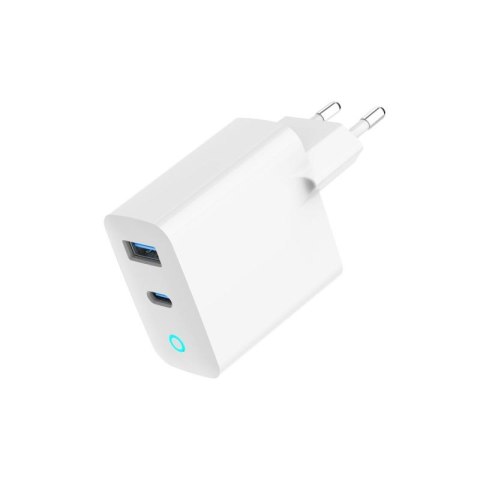 GEMBIRD 2-PORTOWA SZYBKA ŁADOWARKA SIECIOWA GAN (PD) USB (A+C), 65W, BIAŁA Gembird