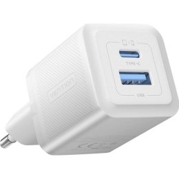 Ładowarka Vention 1x USB-A 1x USB-C GaN 30W biała Vention