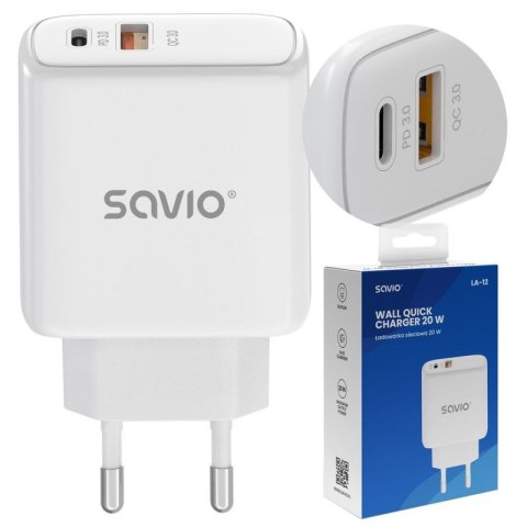 SAVIO ŁADOWARKA SIECIOWA 20W QUICK CHARGE POWER DELIVERY 3.0 LA-12 Savio