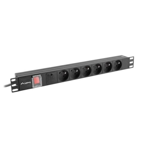 LANBERG LISTWA ZASILAJĄCA RACK PDU 19" (1U, 16A, 6X 230V PL, 2M, CZARNA) PDU-06E-0200-BK Lanberg