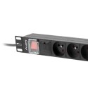 LANBERG LISTWA ZASILAJĄCA RACK PDU 19" (1U, 16A, 8X 230V PL, 2M, CZARNA) PDU-08E-0200-BK Lanberg