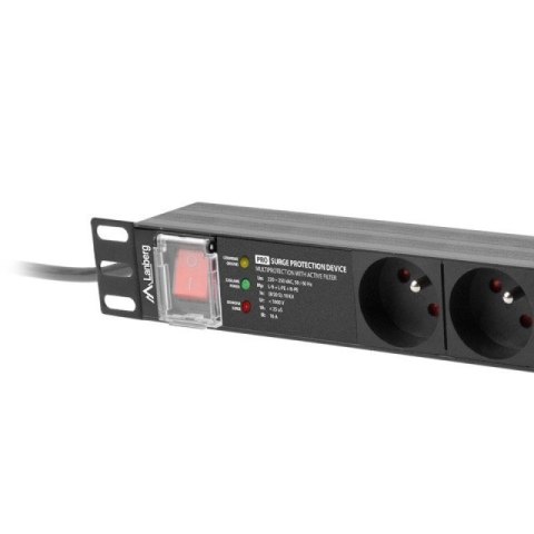 LANBERG LISTWA ZASILAJĄCA RACK PDU PRO 19" (1U, 16A, 7X 230V PL, 2M, CZARNA) PDU-PRO-07E-0200-BK Lanberg
