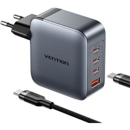 Ładowarka Vention 100W GaN 1x USB-A 3x USB-C + kabel USB-C do USB-C 1m Vention
