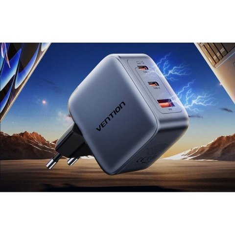 Ładowarka Vention 70W GaN PD 1x USB-A 2x USB-C czarna Vention