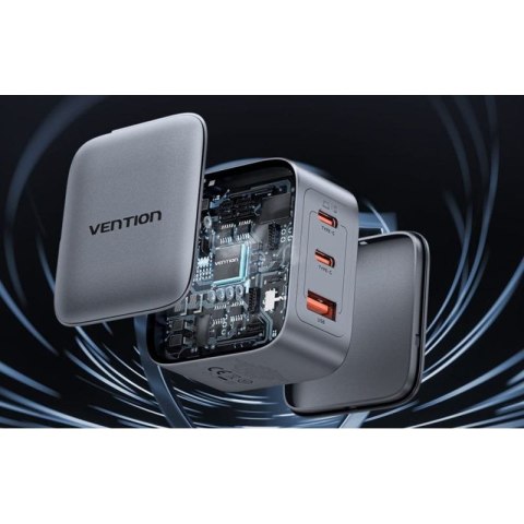 Ładowarka Vention 70W GaN PD 1x USB-A 2x USB-C czarna Vention