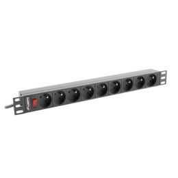 Listwa RACK Lanberg PDU-09E-0300-BK (7 x UTE; 16 A (3680 W); 3m; kolor czarny) Lanberg
