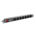 Listwa RACK, zasilająca Lanberg PDU-07F-0200-IEC-BK (7 x UTE; 10 A; 2m; kolor czarny) Lanberg