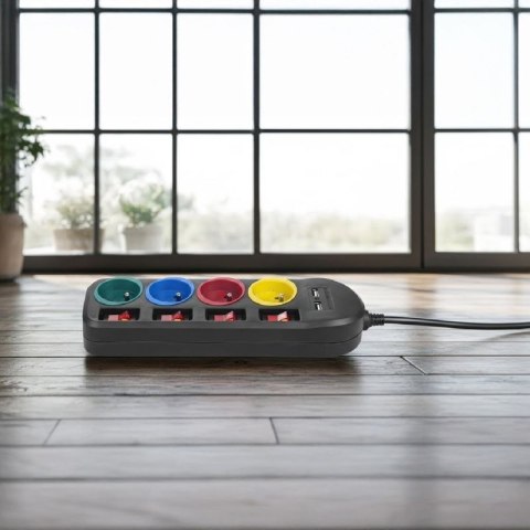 MACLEAN LISTWA ZASILAJĄCA 4 GNIAZDA 2XUSB MCE229B Maclean