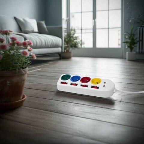 MACLEAN LISTWA ZASILAJĄCA 4 GNIAZDA 2XUSB MCE229W Maclean