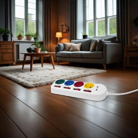 MACLEAN LISTWA ZASILAJĄCA 4 GNIAZDA 2XUSB MCE229W Maclean