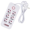 MACLEAN LISTWA ZASILAJĄCA, PRZEDŁUŻACZ 6 GNIAZD + 4XUSB, 110-240V AC 50/60HZ, 2.1A MAX 2500W, 1,5 M, BIAŁA MCE389 W Maclean