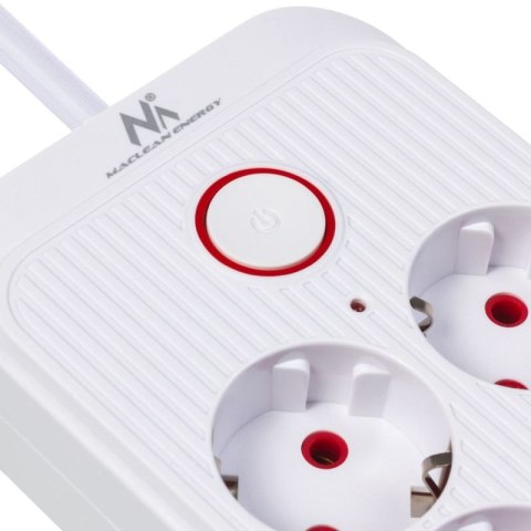 MACLEAN LISTWA ZASILAJĄCA, PRZEDŁUŻACZ 6 GNIAZD + 4XUSB, 110-240V AC 50/60HZ, 2.1A MAX 2500W, 1,5 M, BIAŁA MCE389 W Maclean