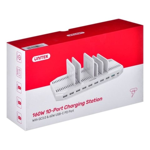 UNITEK STACJA ŁADUJĄCA 10X USB, 160W, Y-2190 Unitek