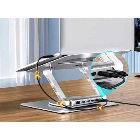 UNITEK PODSTAWKA POD LAPTOP + HUB USB-C, HDMI 1.4, 4K, PD 100W Unitek