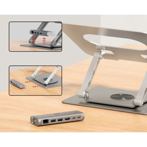 UNITEK PODSTAWKA POD LAPTOP + HUB USB-C, HDMI 1.4, 4K, PD 100W Unitek